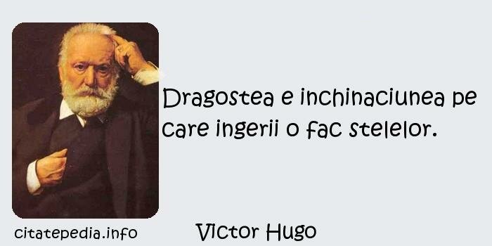 Victor Hugo - Dragostea e inchinaciunea pe care ingerii o fac stelelor.
