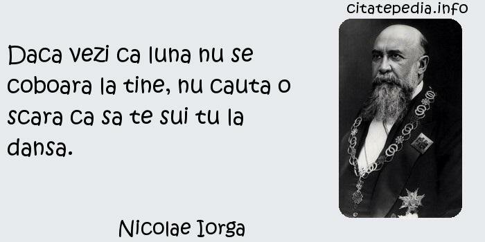 Nicolae Iorga - Daca vezi ca luna nu se coboara la tine, nu cauta o scara ca sa te sui tu la dansa.