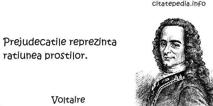 Voltaire - Prejudecatile reprezinta ratiunea prostilor.