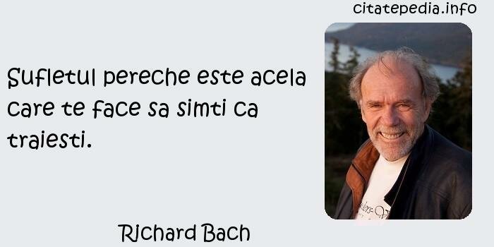 Richard Bach - Sufletul pereche este acela care te face sa simti ca traiesti.